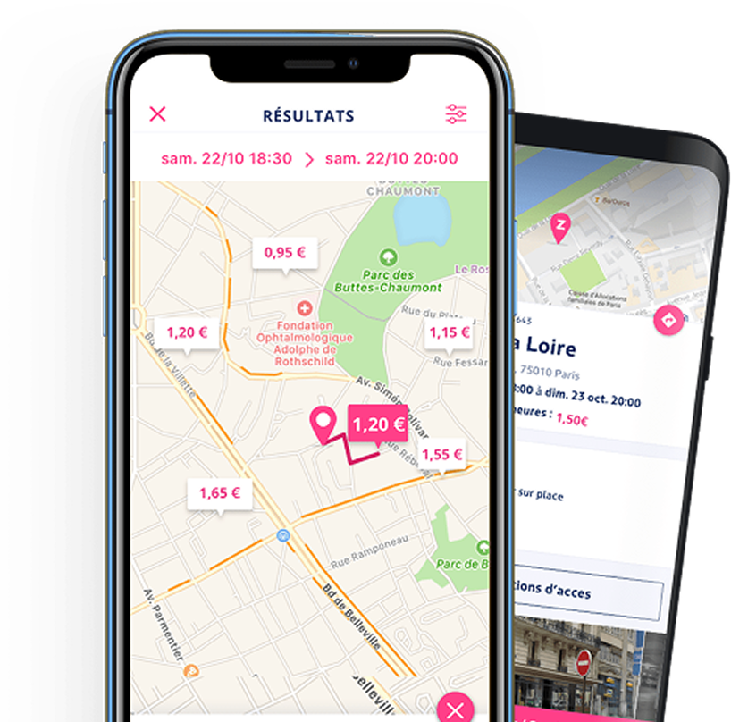 Aperçu de l'application mobile Zenpark